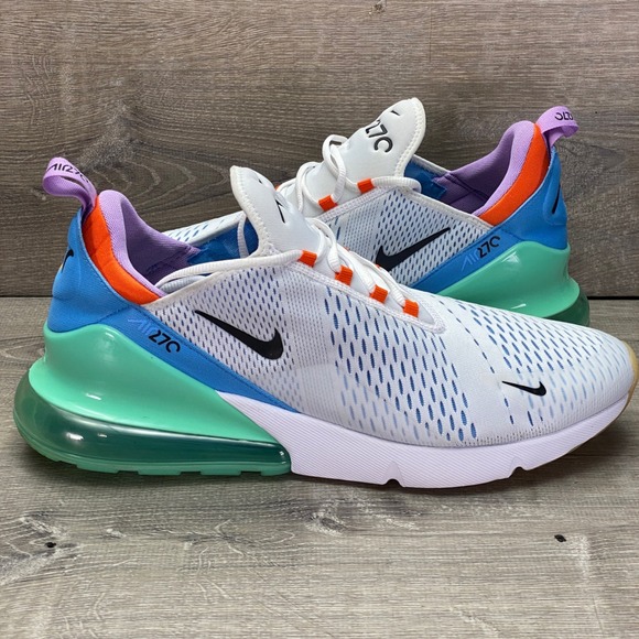 Nike Shoes Air Max 270 Mens 15 White Blue Orange AH8050-106 Running Sneakers - Picture 4 of 10